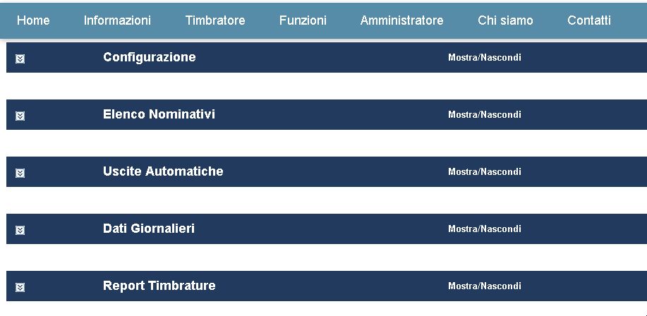 Pagina amministratore InOut Presenze